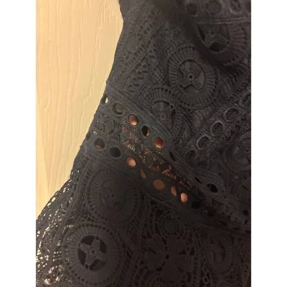 Lulus Cocktail Ready Navy Blue Crochet Lace Midi Dress - Size XL NWT - Picture 12 of 14